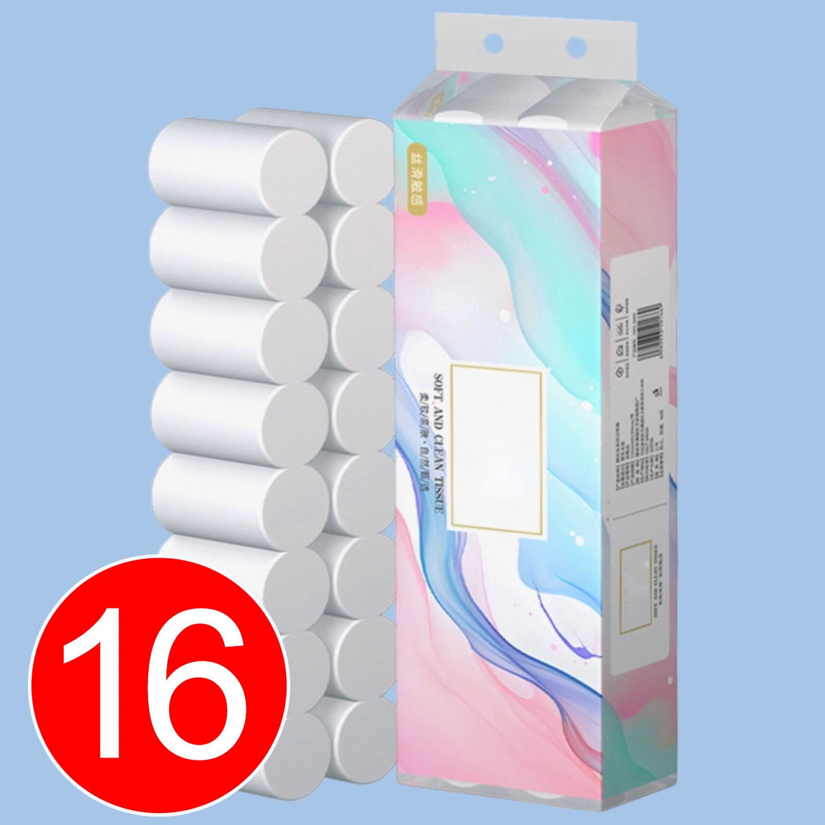 Amketima 16 Rolls Toilet Paper 4 Layer Bathroom Tissue Made from Wood