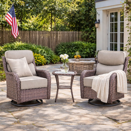 Bellefurn Outdoor Swivel Rocker Patio Chairs with Side Table,Patio Swi