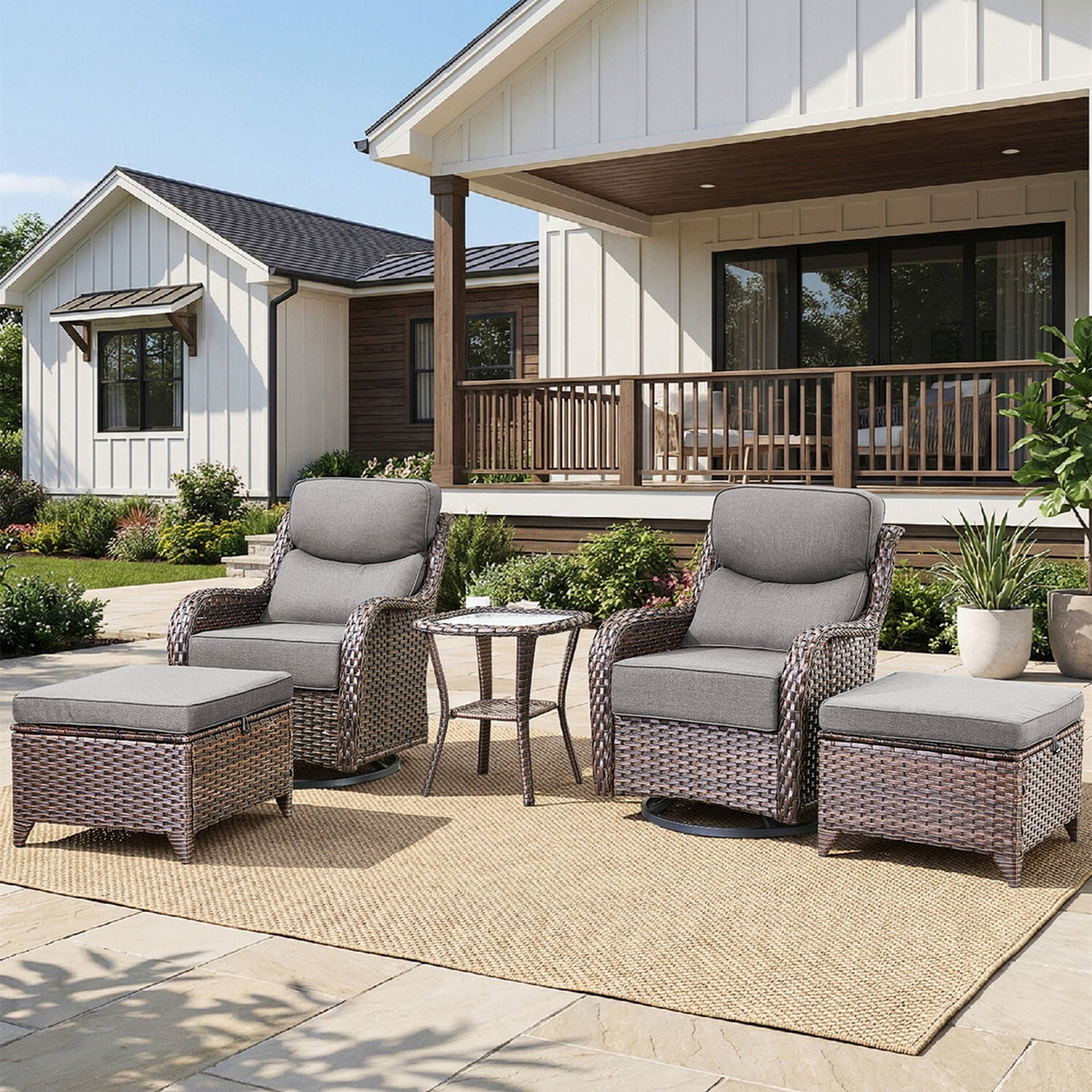 Bellefurn Outdoor Swivel Rocker Patio Chairs with Side Table,Patio Swi