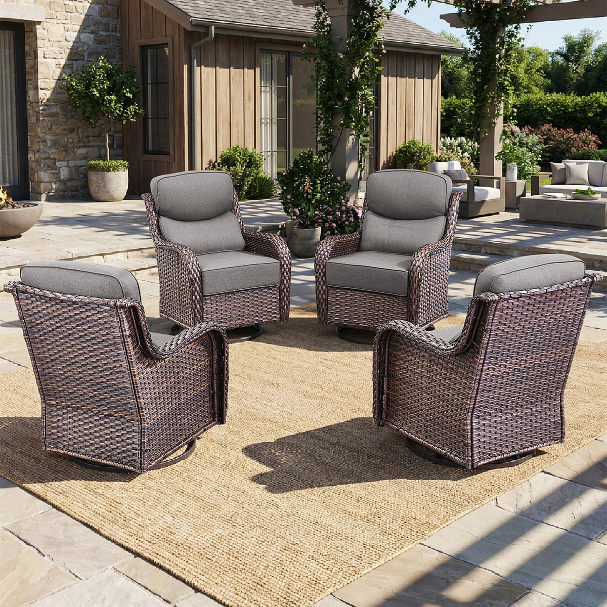 Bellefurn Outdoor Swivel Rocker Patio Chairs with Side Table,Patio Swi