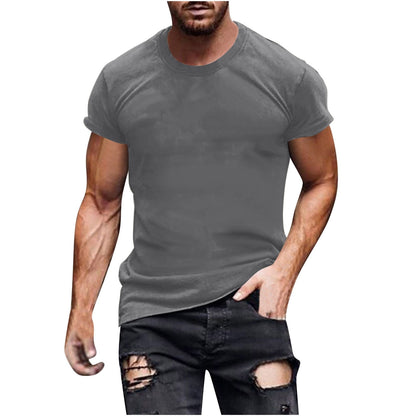 Summer Tops for Men Men's Round Neck Short Sleeved Short Sleeved Round