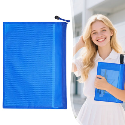 Blue A4 Mesh Zipper File Bags, Waterproof Document Organizer Pouch for - My Store 2