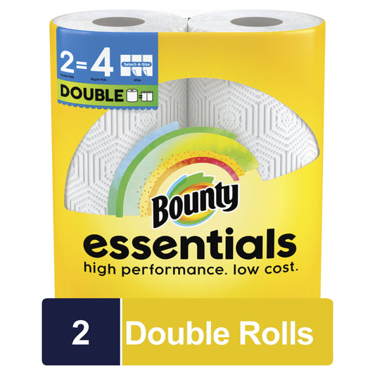 Bounty Essentials Select-A-Size Paper Towels, Double Rolls, White, 108