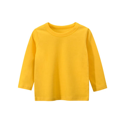 Boys Long Sleeve Shirts Solid Basic Tee Soft Cotton Kids Clothes Boys