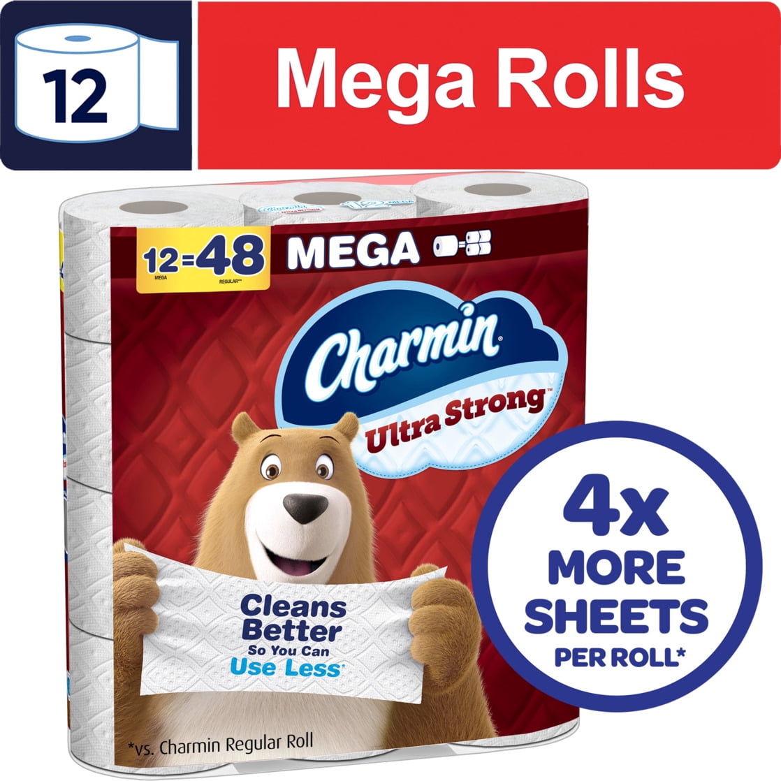 Charmin Ultra Strong Toilet Paper 24 Mega Rolls, 220 Sheets Per Roll