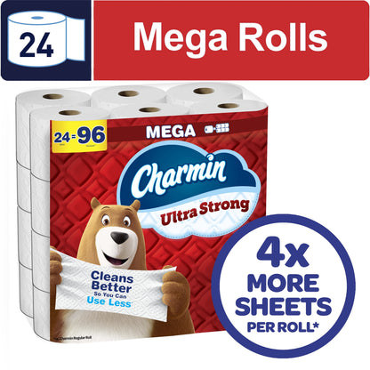 Charmin Ultra Strong Toilet Paper 24 Mega Rolls, 220 Sheets Per Roll