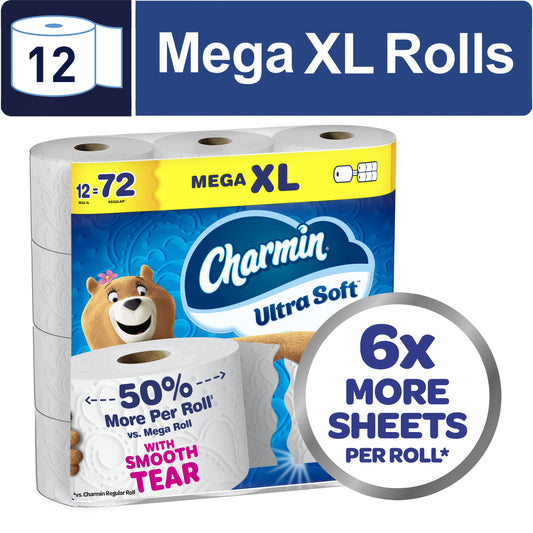 Charmin Toilet Paper Ultra Soft, 12 Mega XL Rolls