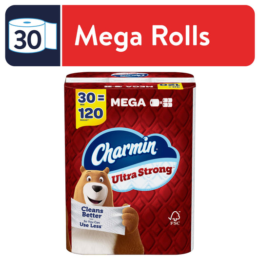 Charmin Ultra Strong Toilet Paper Mega Roll, 242 Sheets per Roll, 30 C