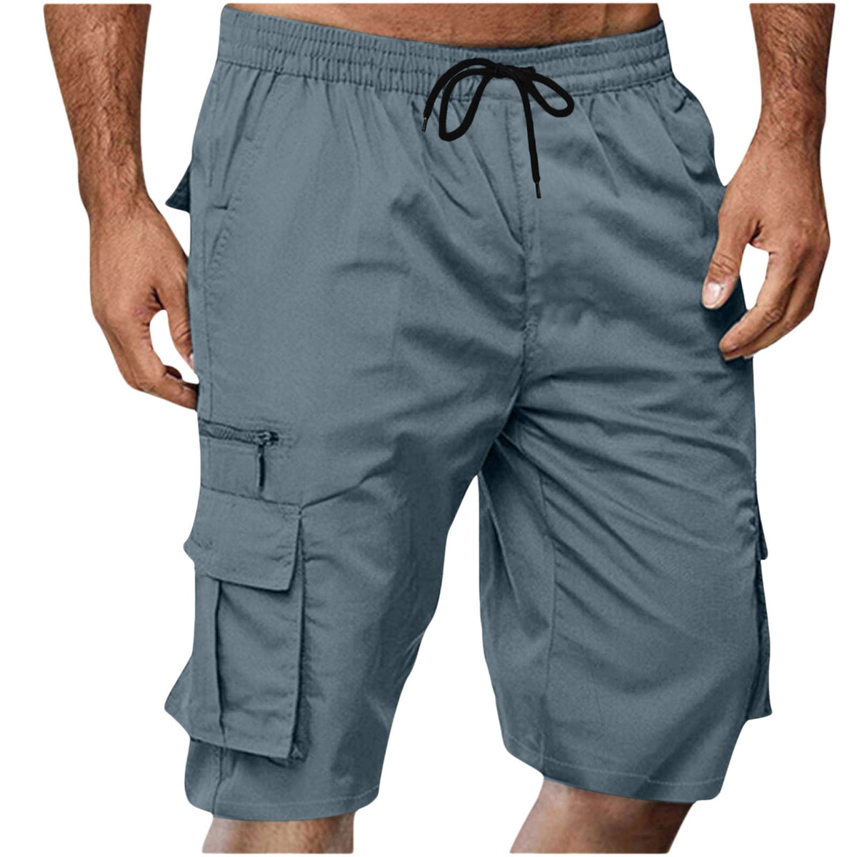 Chiccall Mens Cargo Shorts Lightweight Summer Casual Elastic Waist Dra