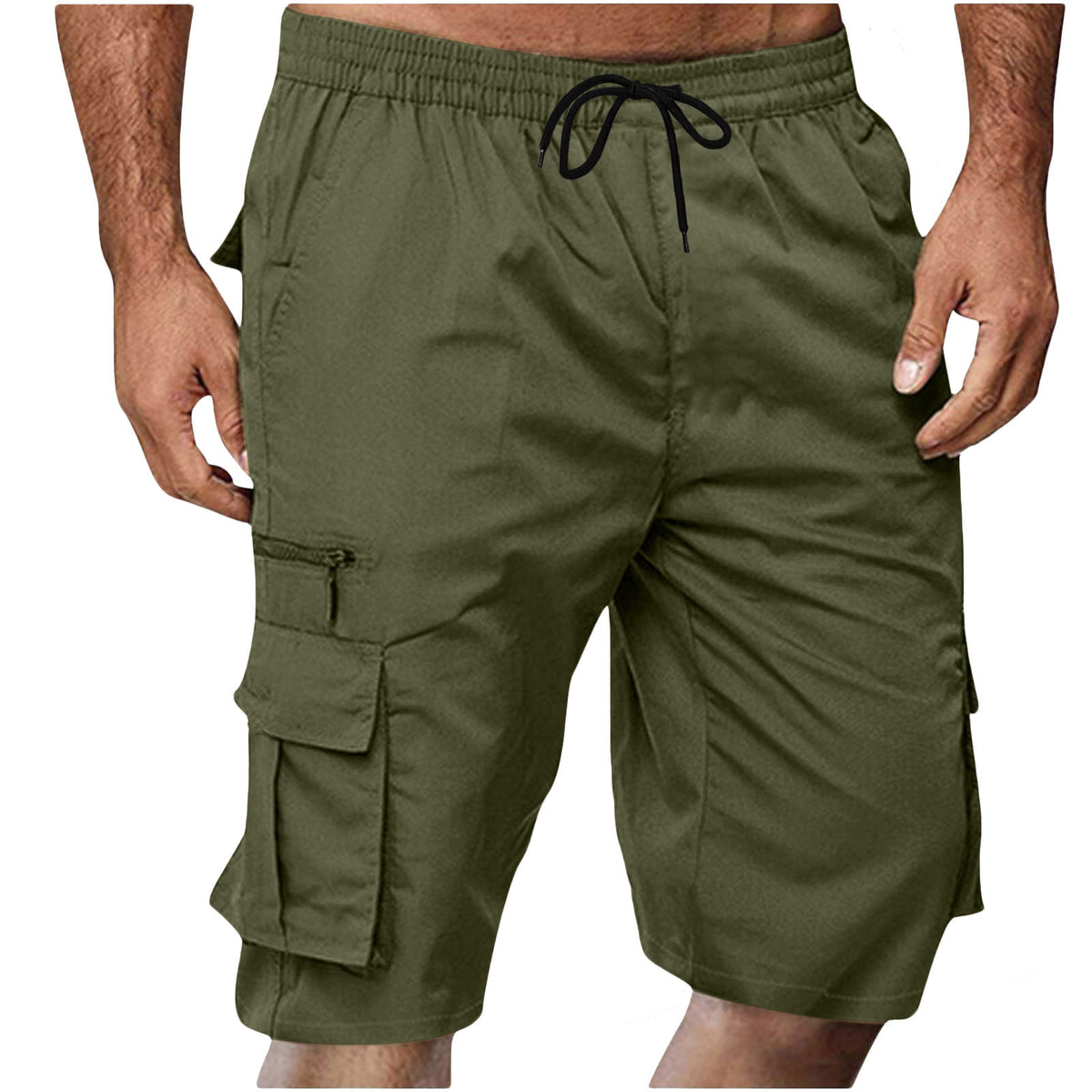 Chiccall Mens Cargo Shorts Lightweight Summer Casual Elastic Waist Dra