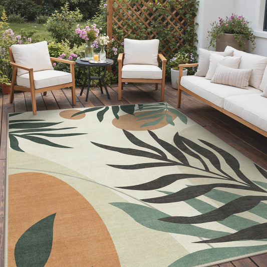 DEORAB Outdoor Rug 8'X10' Chenille Patio Carpet Three-Layer Material I