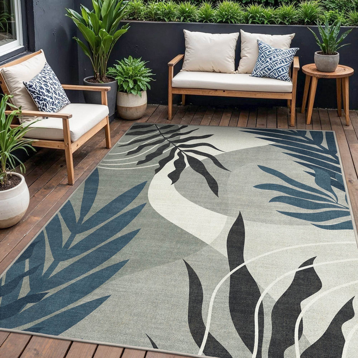 DEORAB Outdoor Rug 8'X10' Chenille Patio Carpet Three-Layer Material I
