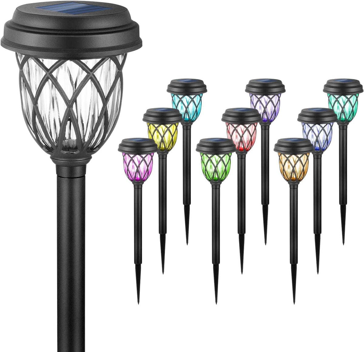 10 Pack Solar Lights Outdoor Decorative, Solar Pathway Lights Outdoor,