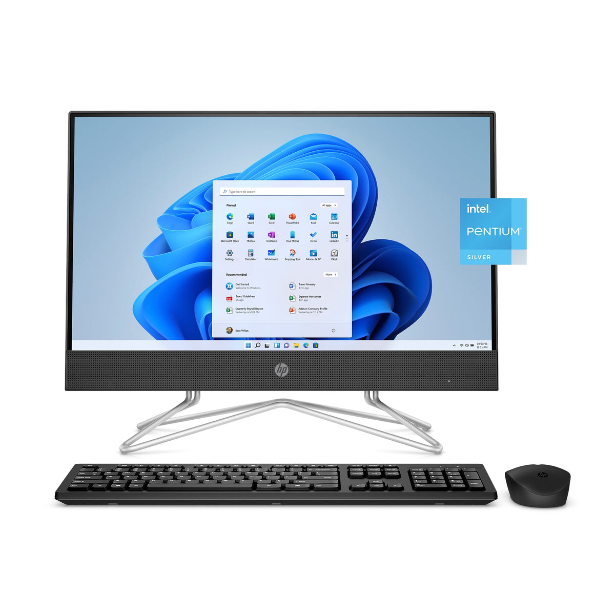 HP 22 All-in-One PC, Intel Pentium Silver J5040, 4GB RAM, 128GB SSD, J