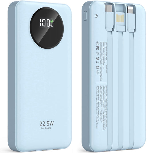 JIUMESS 10000mAh Power Bank with Cables 22.5W Fast Portable Charger Co - My Store 2