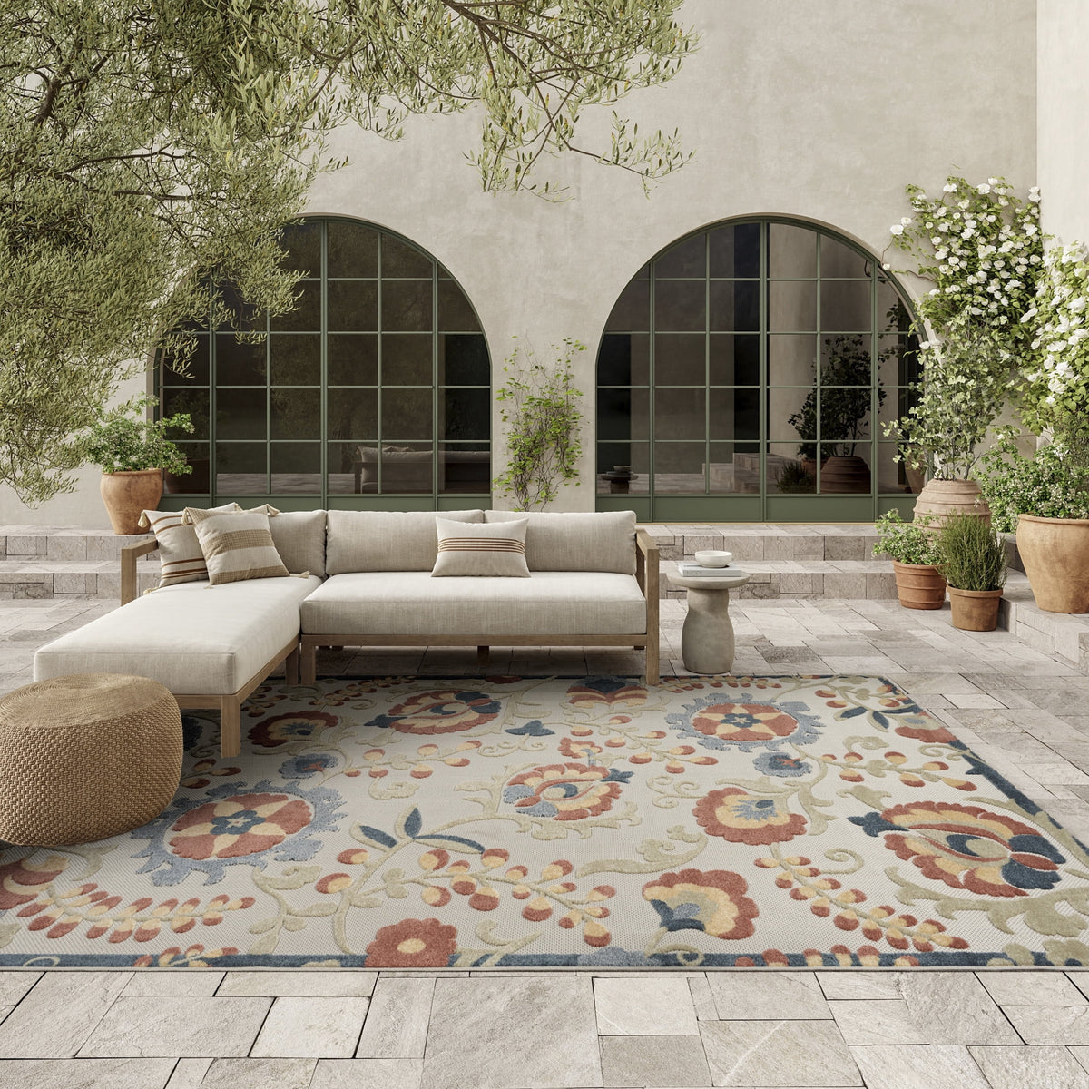 Nourison Aloha Indoor/Outdoor Red Multicolor 2' x 6' Area Rug (2x6)