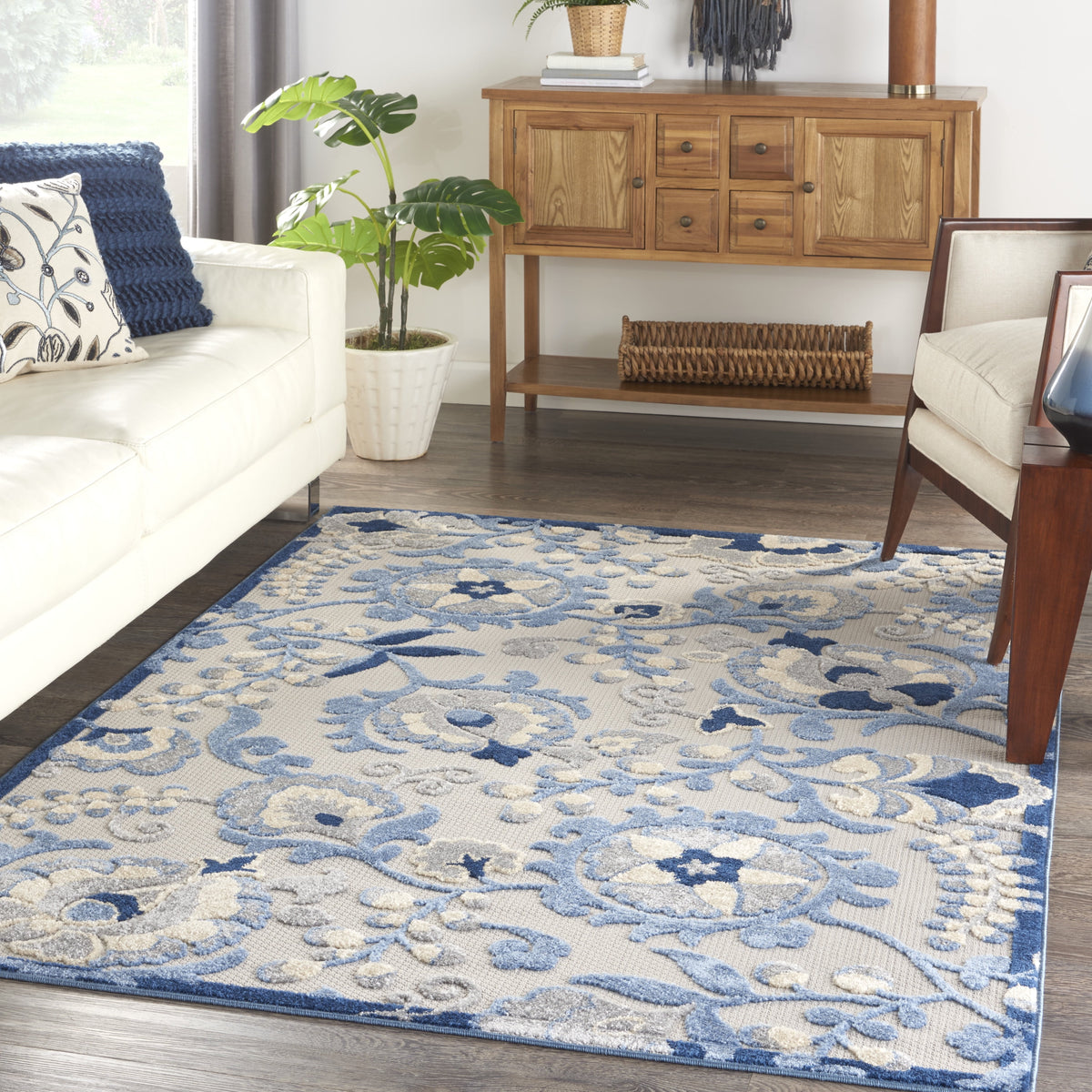 Nourison Aloha Indoor/Outdoor Red Multicolor 2' x 6' Area Rug (2x6)