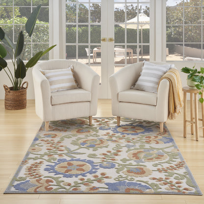 Nourison Aloha Indoor/Outdoor Red Multicolor 2' x 6' Area Rug (2x6)