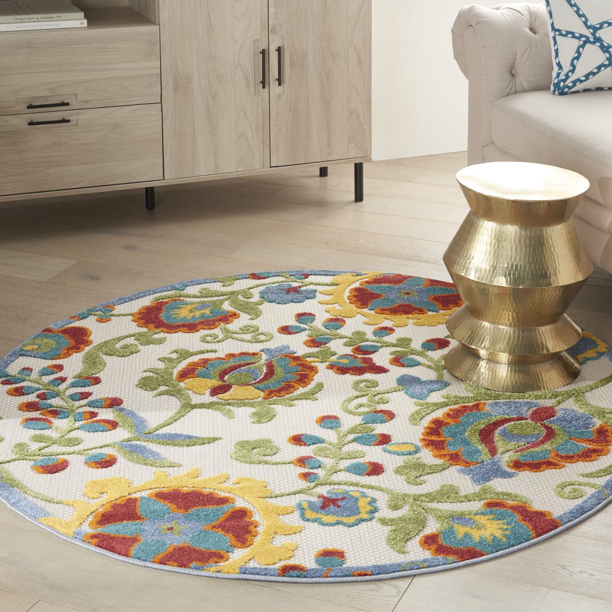 Nourison Aloha Indoor/Outdoor Red Multicolor 2' x 6' Area Rug (2x6)