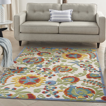 Nourison Aloha Indoor/Outdoor Red Multicolor 2' x 6' Area Rug (2x6)