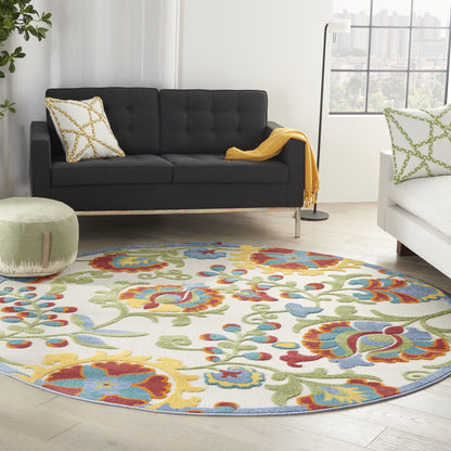 Nourison Aloha Indoor/Outdoor Red Multicolor 2' x 6' Area Rug (2x6)
