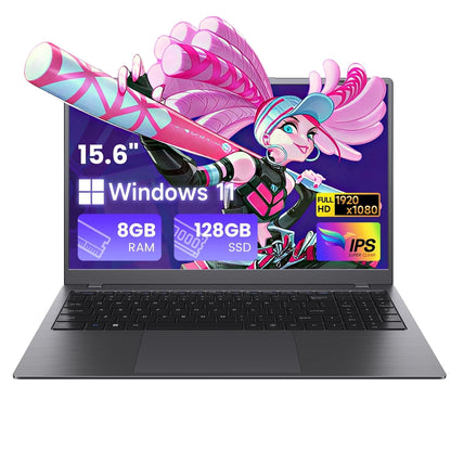 RNRUO 15.6" Laptop Computer, 8GB RAM 128GB SSD, Intel 6500Y with 2 Cor