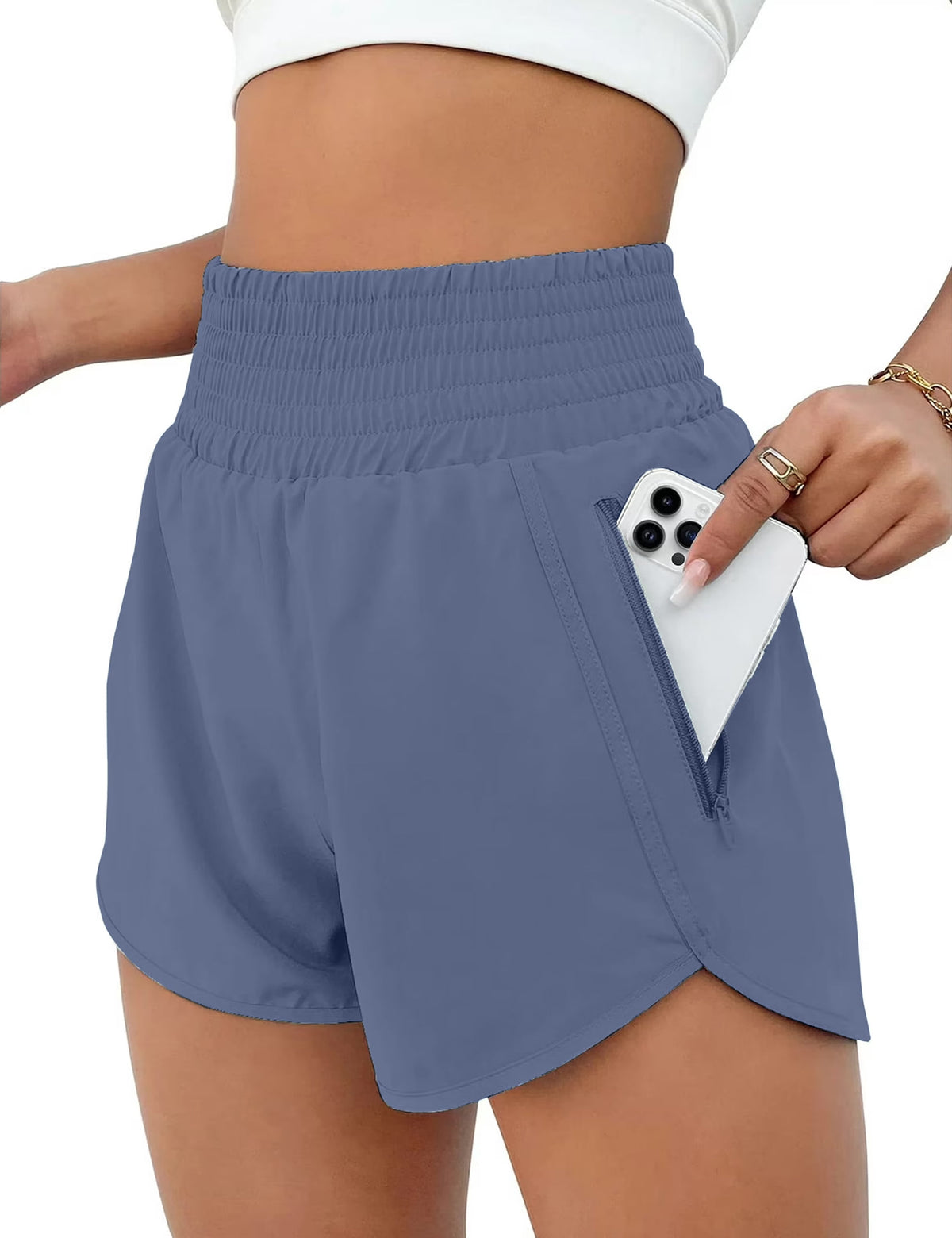 Rosvigor Womens Athletic Shorts High Waisted Running Shorts Gym Workou
