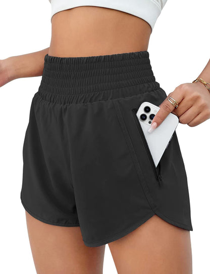 Rosvigor Womens Athletic Shorts High Waisted Running Shorts Gym Workou - My Store 2