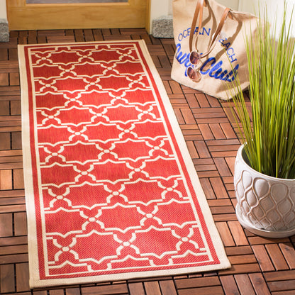 SAFAVIEH Courtyard Allison Geometric Bordered Indoor/Outdoor Area Rug,