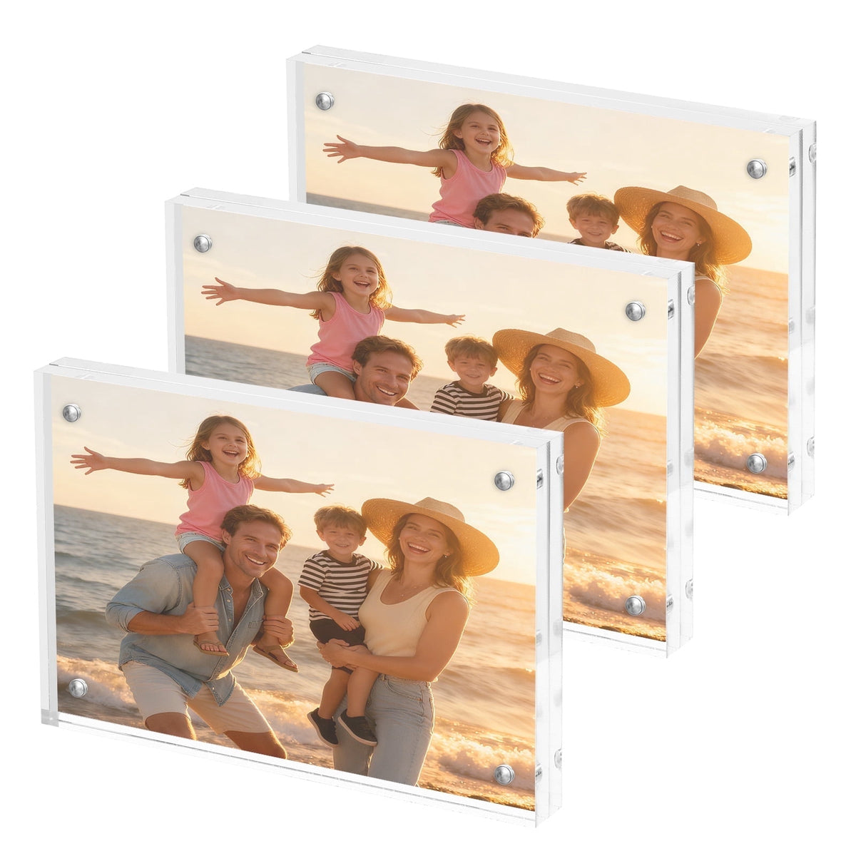 Sindcom 4x6 Acrylic Frames 3 Pack, Frameless Clear Picture Frames, Dou - My Store 2