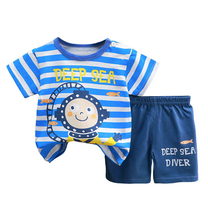 Staki Boys Clothes 2-Piece Summer Outfit Car Print T-Shirt & Letter Pr