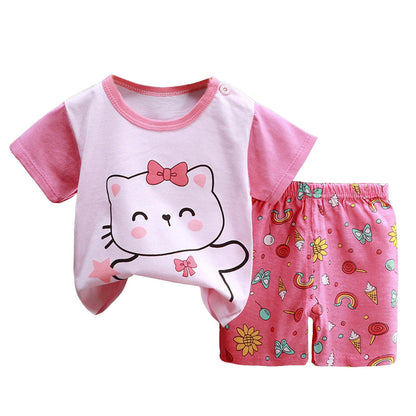 Staki Boys Clothes 2-Piece Summer Outfit Car Print T-Shirt & Letter Pr