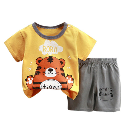 Staki Boys Clothes 2-Piece Summer Outfit Car Print T-Shirt & Letter Pr