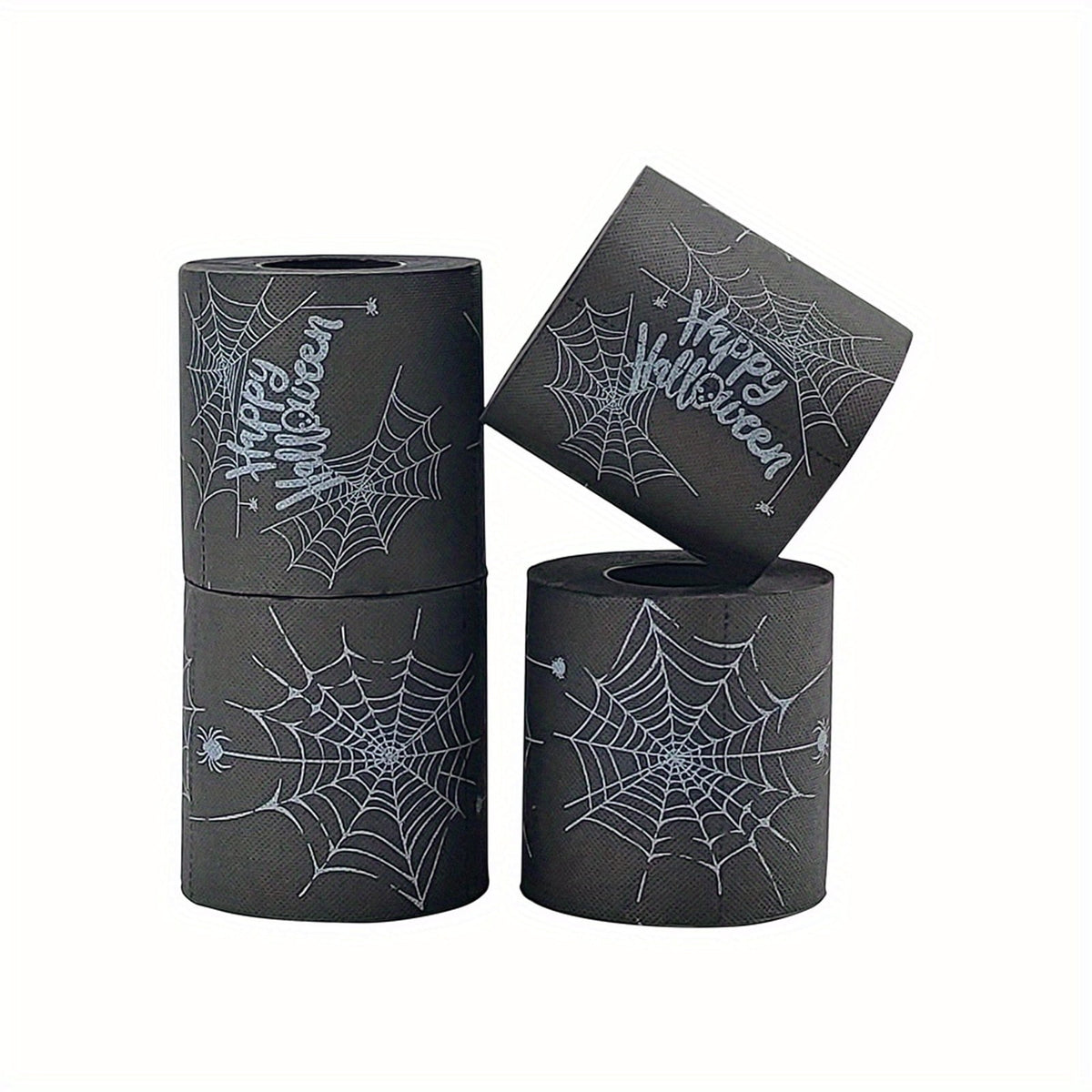 Toilet Paper Rolls Web Printed Black Tissue 4 Pack Halloween Bathroom