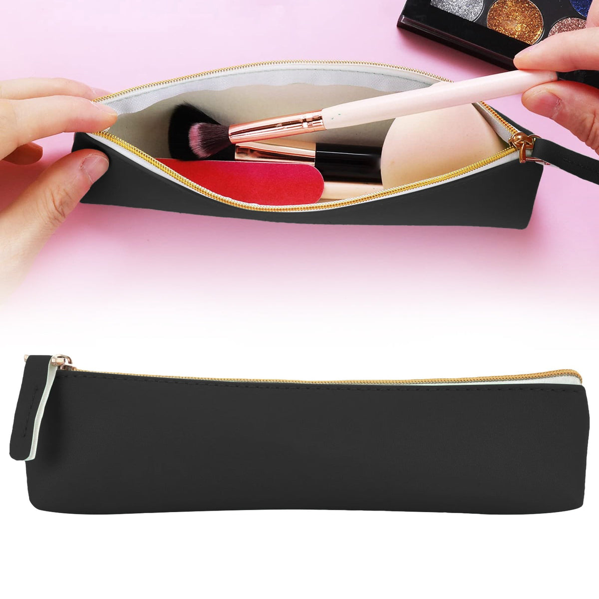 Toolix Leather Pen Pencil Case Cute Pencil Small Pen Bag Aesthetic Sta - My Store 2