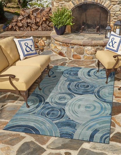 Unique Loom Outdoor Modern Collection Area Rug - Rippling (5' 3" x 8'