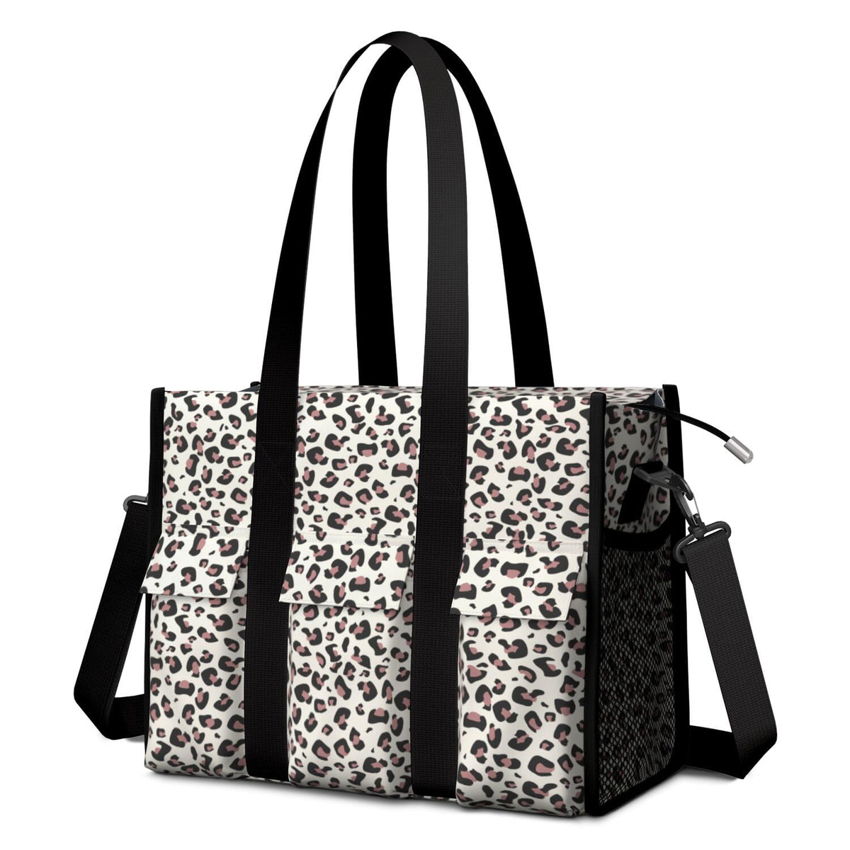 Utility Tote Bag for Women with 11 Pockets, Leopard Teacher Tote with - My Store 2
