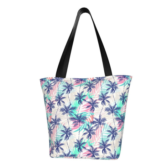 Vsdgher Palm Leaves print Reusable Shopping Grocery Bags for Women Sho