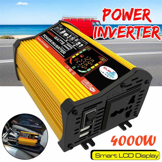WheelX Portable Car Power Inverter 4000W,DC12V to AC110/220V Transform
