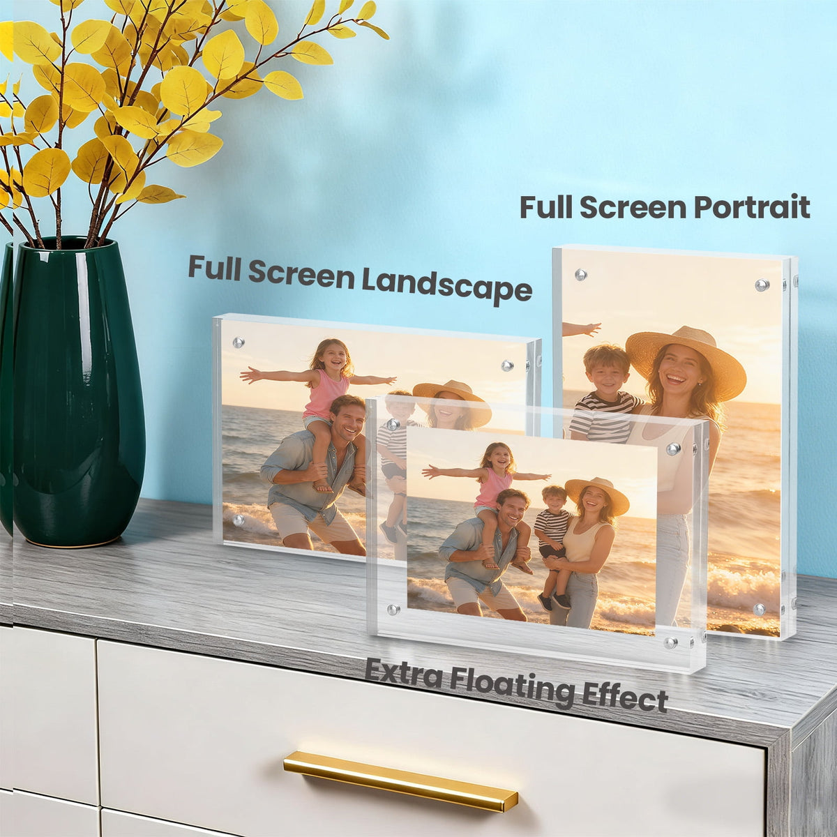 Sindcom 4x6 Acrylic Frames 3 Pack, Frameless Clear Picture Frames, Dou - My Store 2