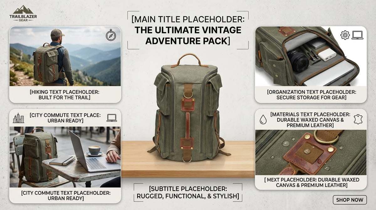 Vintage Canvas Travel Backpack, Casual Daypack for 17“ Laptop Tote S