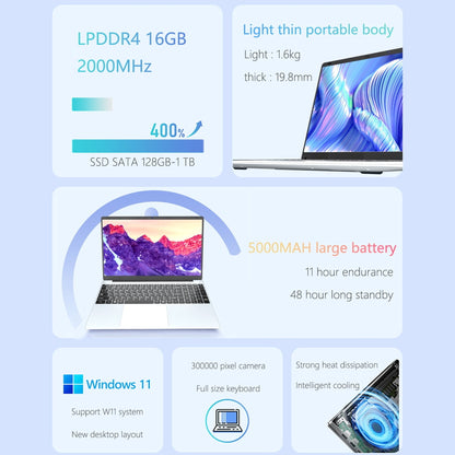 KUU 15.6" Laptop, Intel Celeron N5095, 16GB RAM, 512GB SSD, Windows 11