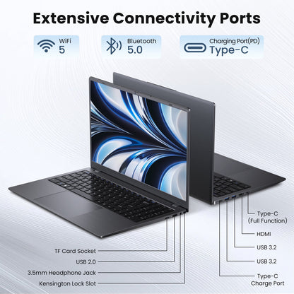 RNRUO 15.6" Laptop Computer, 8GB RAM 128GB SSD, Intel 6500Y with 2 Cor