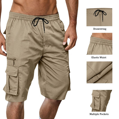 Chiccall Mens Cargo Shorts Lightweight Summer Casual Elastic Waist Dra