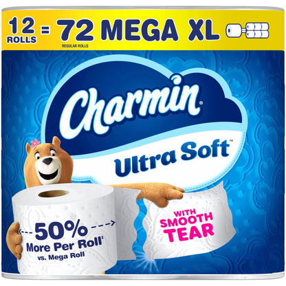 Charmin Toilet Paper Ultra Soft, 12 Mega XL Rolls