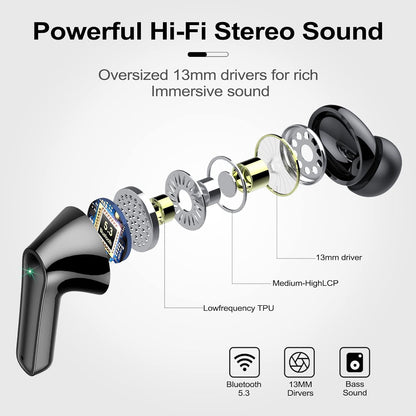 Wireless Ear Buds 48H Playtime Bluetooth Ear Buds Stereo Bluetooth Hea - My Store 2