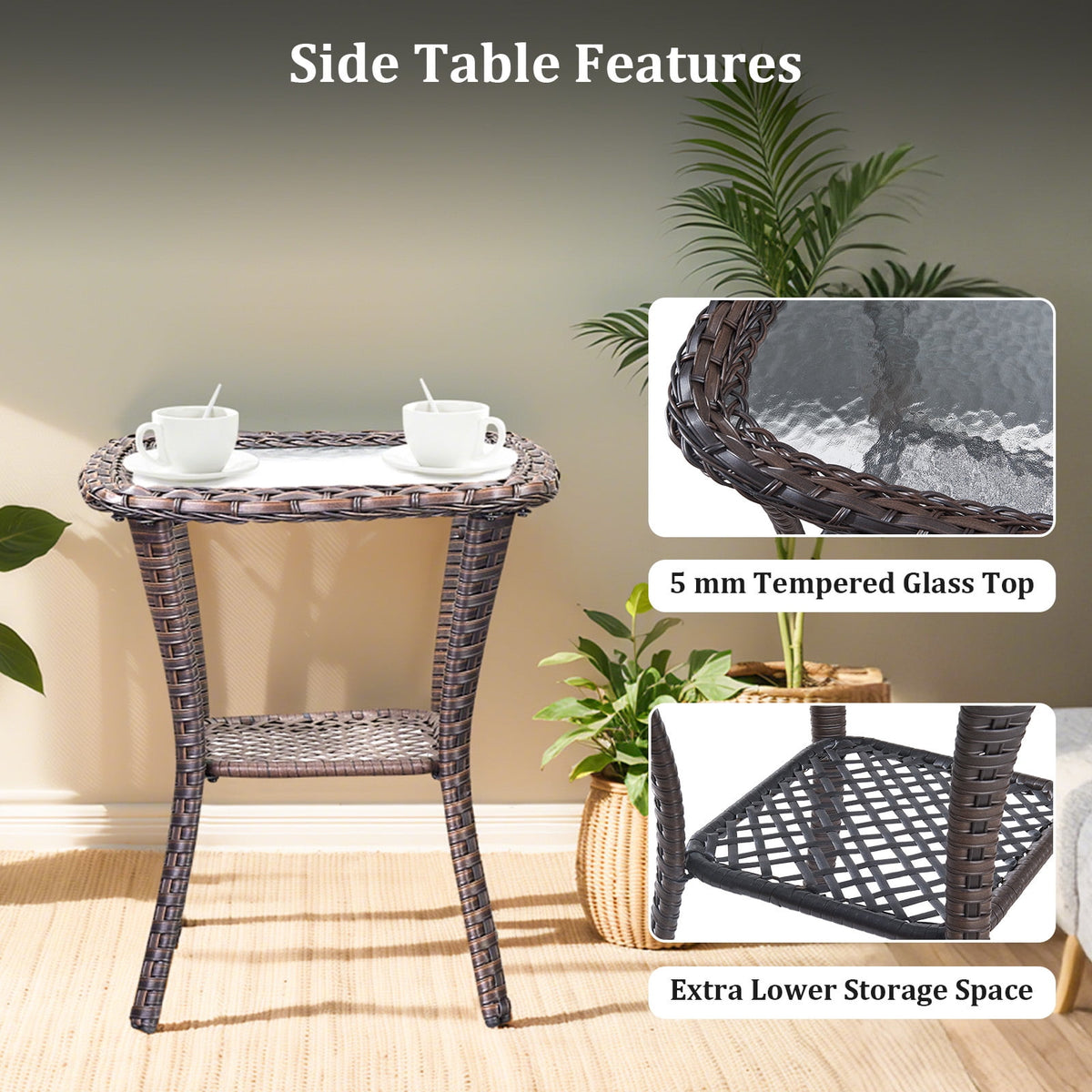 Bellefurn Outdoor Swivel Rocker Patio Chairs with Side Table,Patio Swi