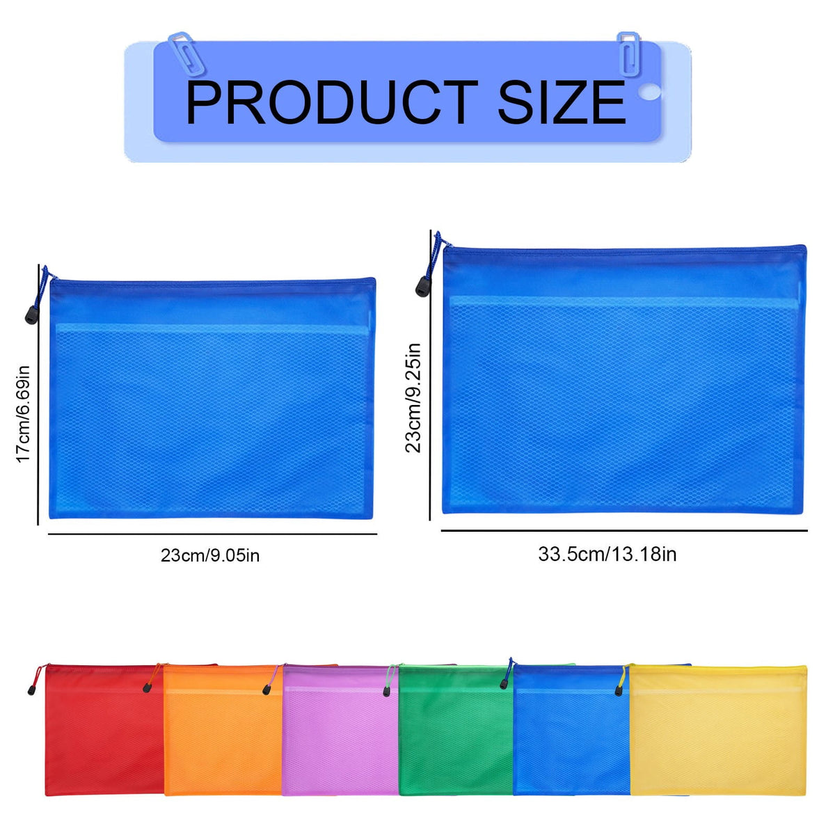 Blue A4 Mesh Zipper File Bags, Waterproof Document Organizer Pouch for - My Store 2