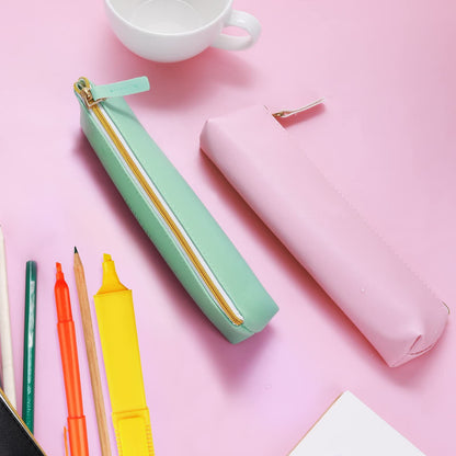 Toolix Leather Pen Pencil Case Cute Pencil Small Pen Bag Aesthetic Sta - My Store 2