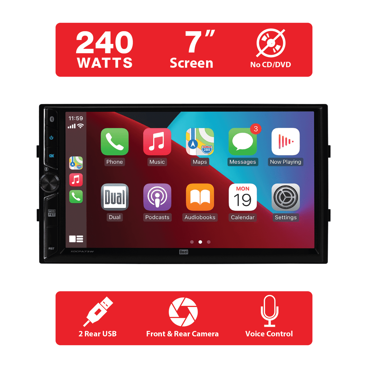 Dual Electronics 7" Touchscreen Car Stereo Receiver with Wireless Appl - My Store 2